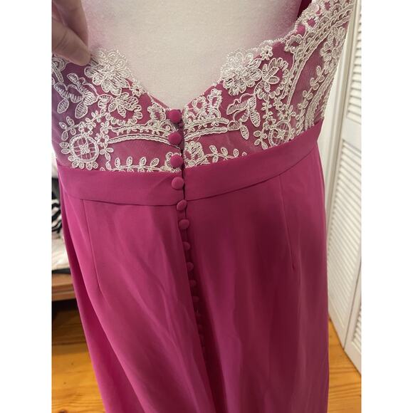JJ's House Lace Train Covered Buttons Column Sweetheart Hot Pink Gown 14 NWT - Picture 4 of 10